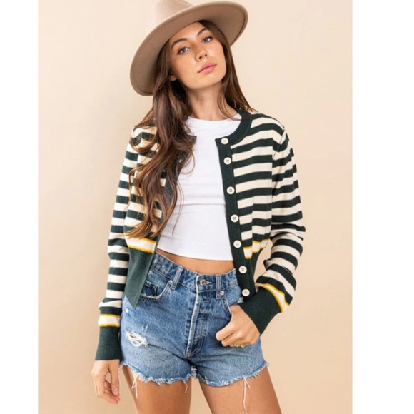 "The Eryn" Striped Button Down Cardigan - Picture 1 of 3
